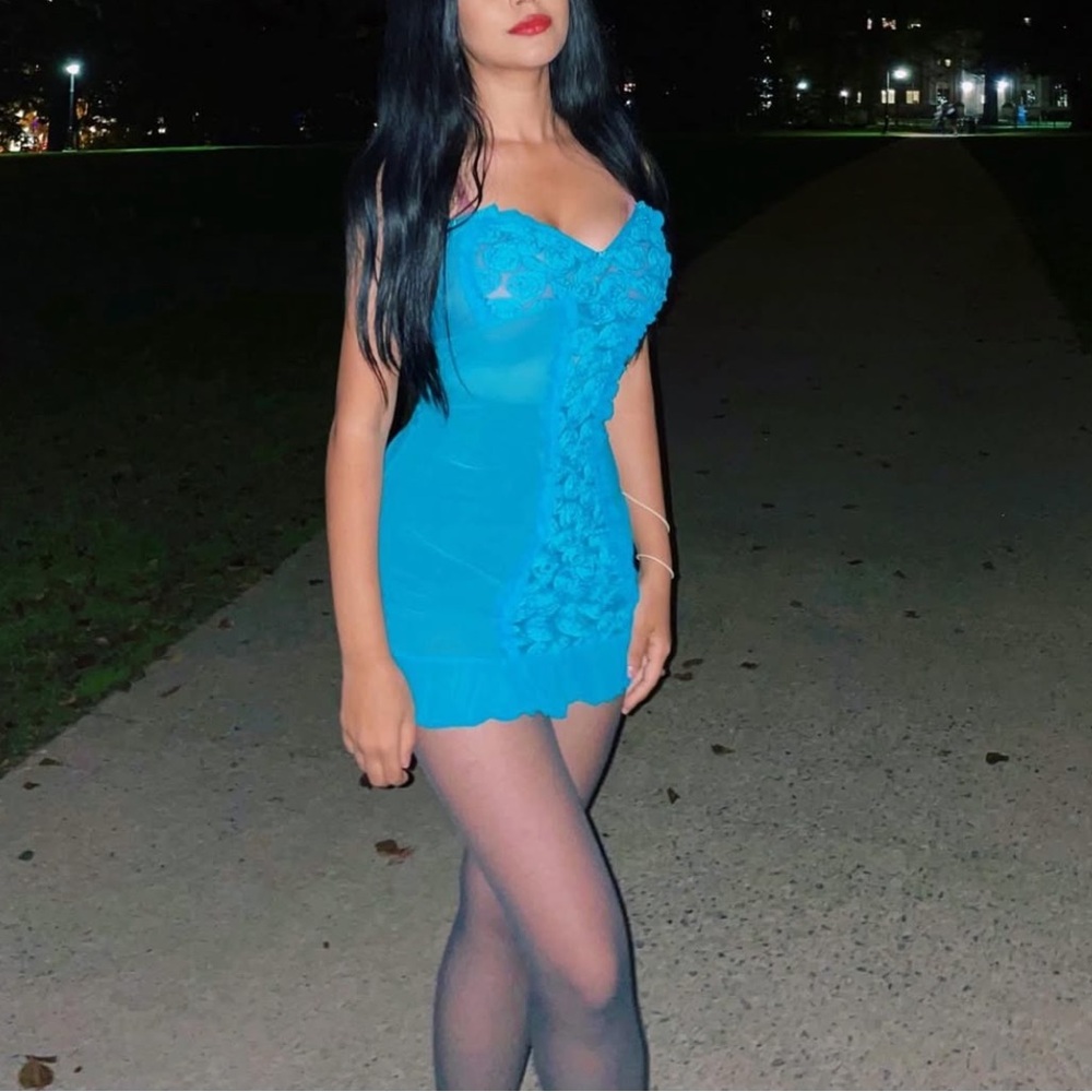 Elegant Vintage Blue Slip Dress